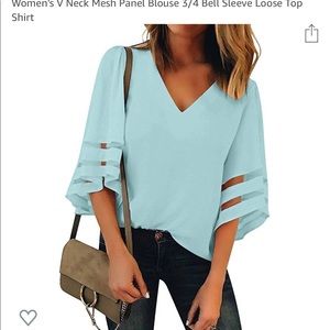Women’s V-Neck Mesh Panel Blouse